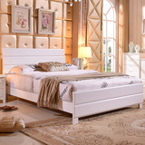 现代简约白色实木床1.5米双人床小户型中式1.2米单人床卧室简易床