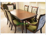 现货美式乡村新古典实木餐桌椅组合餐厅高档家具定制一桌多椅特价