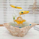 流水摆件客厅欧式创意小喷泉办公桌面招财风水球转陶瓷玻璃工艺品