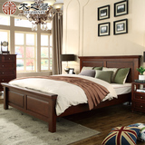 美式乡村全实木床1.8米双人床1.5米卧室白色简约成人婚床复古家具