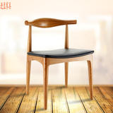 北欧实木餐椅牛角椅实木椅子简约靠背椅餐厅凳子家用电脑椅现代椅