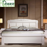 新中式白色实木床 1.8/2米双人1.5m高箱储物婚床 全橡木大床家具