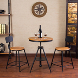 咖啡桌椅组合套件简约创意圆桌美式复古铁艺户外桌休闲餐桌接待桌
