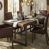 美式实木餐桌西餐厅长桌子做旧铁艺咖啡厅休闲桌椅组合餐厅桌椅