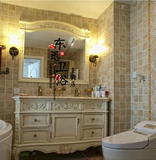 欧式仿古浴室柜镜柜组合橡木实木卫浴柜洗漱台户型卫生间洗手脸盆