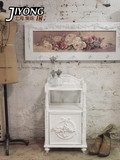 美式法式乡村风格 卡洛琳白色雕花床头柜 英式啥话床边柜