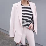 现货韩国东大门代购女装正品2016春装新款纯色翻领OL外套西装潮wg