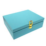 蓝色高档皮盒礼品盒节日礼物盒保健品蜂蜜精油包装盒内衬可定制