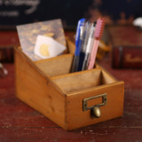 ZAKKA做旧复古木质笔筒木盒 办公桌面收纳盒 化妆品 票据收纳盒