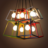 北欧宜家创意色彩方形个性吧台餐loft厅网吧卧室客厅现代铁艺吊灯
