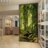 玄关壁纸壁画 客厅过道走廊 背景墙纸 环保 竖版森林风景装饰油画