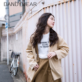 DANDYWEAR 日本街头 复古BF风学院风 深V领 条纹宽松西服外套上衣