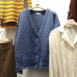 韩国进口东大门女装正品代购 2016秋装新款 自然卷灰蓝毛衣开衫