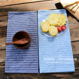 日式清新格纹餐布北欧风桌垫厨房餐垫棉麻隔热垫抹布大号西餐巾
