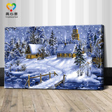 雪夜 真心意 数字油画包邮 DIY手绘油画客厅卧室冬景雪景装饰画