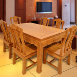 茶桌餐桌 仿古红木家具 实木餐桌椅休闲组合 一桌六椅缅甸花梨木