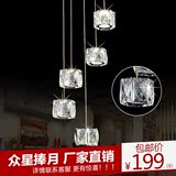现代简约LED水晶吊灯饰创意个性圆形餐厅吊灯艺术吧台灯饭厅灯具