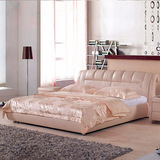 奢华进口头层牛皮婚床1.8*2米1.5*2米真皮软体床布艺床实木床架
