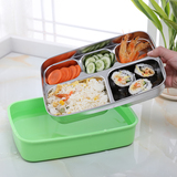 沃之沃 不锈钢分格保温饭盒便当盒 卫生密封韩国快餐盒长方形5格