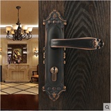 泰好铜锁室内黑色门锁卧室仿古房门锁欧式全铜静音美式门锁SM5209