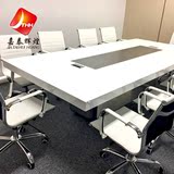 北京办公家具烤漆时尚会议桌白色钢木长桌培训桌长会议桌椅组合