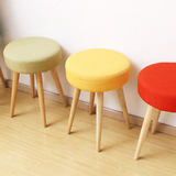 家用餐凳凳子实木布艺圆凳梳妆凳现代时尚创意简易餐椅木质换鞋凳