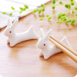 玉兔日式陶瓷筷架 可爱小兔筷子架 筷子托 筷托 勺子托