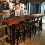 北欧美式实木铁艺吧台桌星巴克咖啡厅奶茶店酒吧西餐厅餐桌椅组合