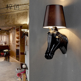 LED马头壁灯现代简约时尚卧室客厅走廊床头灯美式装饰壁灯