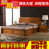 现代新中式纯实木床胡桃木床1.51.8米双人气压箱体婚床 简约床