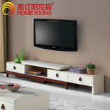新红阳 大理石电视柜圆角伸缩个性创意亮光烤漆钢化玻璃电视机柜