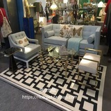 黑白色几何格子客厅地毯 新古典后现代中式简约沙发茶几地毯 包邮