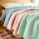 8904~出口韩国原单纯棉素色砂洗绗缝单被 全棉簿被床盖夏凉空调被