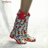 新款红色春秋时尚高筒可爱女士雨鞋雨靴防滑橡胶鞋套鞋水靴特价