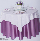 定制高档酒店会所专用浅紫色印花桌布餐厅紫色圆台布餐垫椅套套装