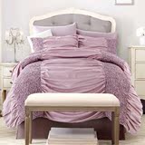 外贸春夏新款纯棉公主风四件套高贵紫色欧式床上用品双人床单款