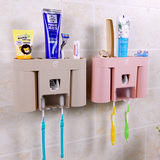 吸壁式自动挤牙膏器创意壁挂牙刷架情侣洗漱套装漱口杯牙杯牙具