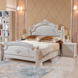 实木床双人床1.8 米榆木床全实木床高箱储物床美式白色欧式开放漆