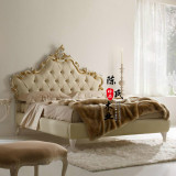 实木雕花双人床 美式简欧新古典卧室软包床 复古法式酒店家具婚床