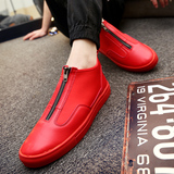 夏季个性懒人潮鞋鞋子红色韩版时尚板鞋发型师潮流皮鞋男鞋青少年