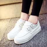 韩版低帮学生厚底系带平底懒人鞋子加绒脚蹬新款白色透气女帆布鞋