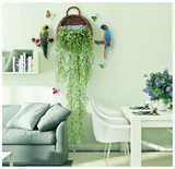 田园立体仿真植物柳编壁挂花盆墙饰创意家居客厅墙上装饰品花篮