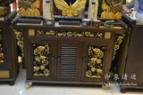 泰国进口家具 储物柜 手工雕花藤编柜  东南亚风格玄关门厅展示柜