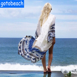 2016新款欧美雪纺定位印花沙滩衣防晒大码长款开衫比基尼外罩衫女
