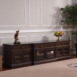 美式怀旧实木户型简约电视柜组合 现代客厅方形复古储物柜