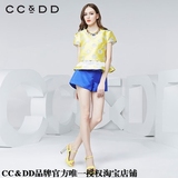 ccdd2016夏装专柜正品新款女 甜美波点提花假两件套短袖圆领衬衫