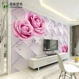 热卖3d立体现代简约壁画客厅卧室婚房电视背景壁纸温馨玫瑰花墙纸
