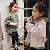 小Q家正韩国进口童装代购2016春JM儿童可爱收口无领开衫外套