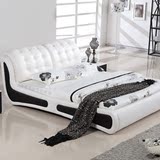 皮床真皮床现代简约创意时尚白色主卧室床双人床1.8米头层牛皮床