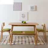 纯实木餐桌椅组合书桌咖啡厅洽谈长桌现代简约长方形北欧宜家饭桌